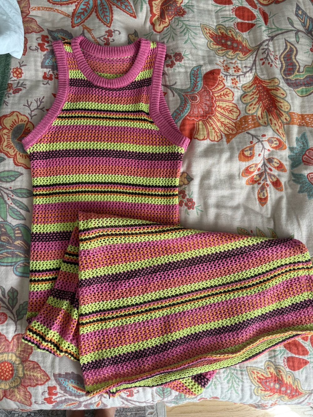 NWOT Colorful Crochet Striped Dress